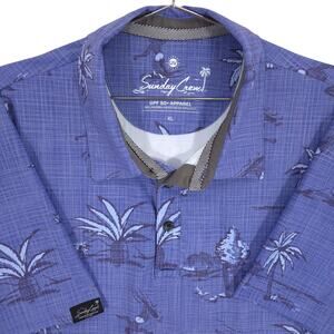 Sunday Crew Polo Mens XL Blue Dusk Diver Performance Short Sleeve Golf Shirt